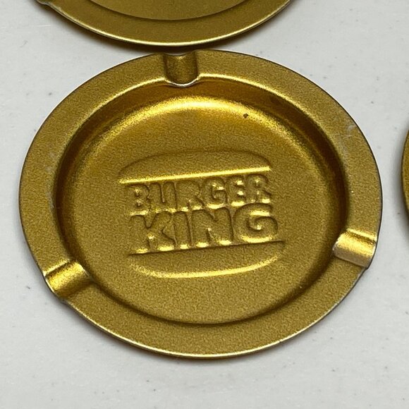 Vintage Burger King Goldtone Metal Ashtray Set Of 4 - Picture 7 of 8
